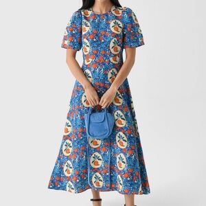 Floral Blue and Orange Women's Mini Dress